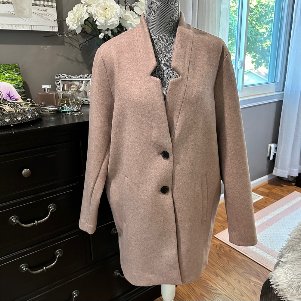 Old Navy Women's Wool Blend Pea Coat in Light Pale Pink Size L (EUC) - Picture 2 of 14